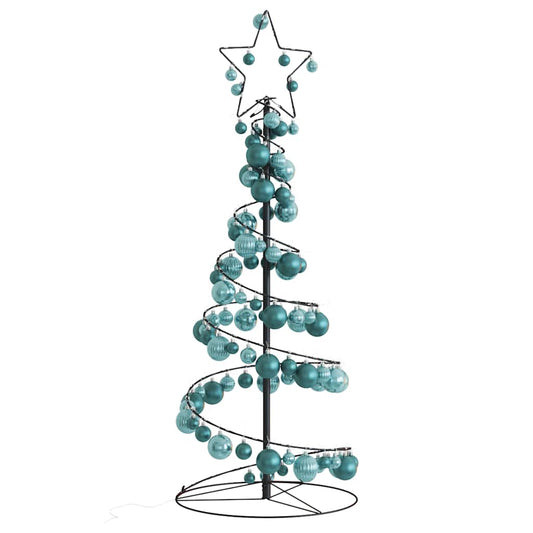 vidaXL Christmas Tree Light Cone with Baubles 80 LEDs Warm White 120 cm