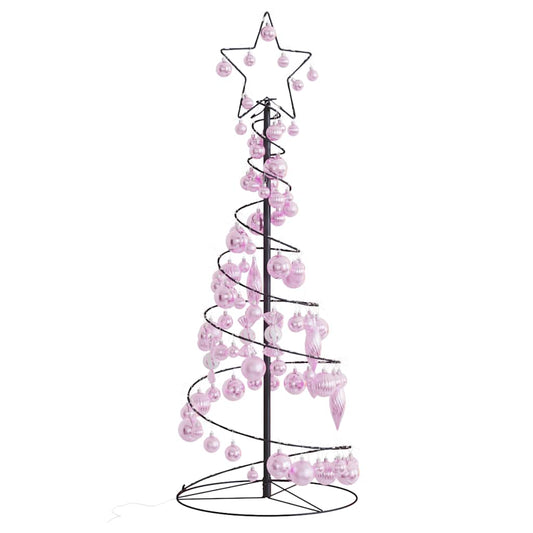 vidaXL Christmas Tree Light Cone with Baubles 80 LEDs Warm White 120 cm