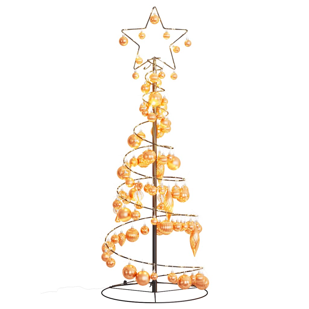 vidaXL LED Christmas Tree with Baubles 80 LEDs Warm White 120 cm