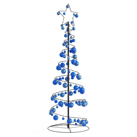 vidaXL Christmas Tree Light Cone with Baubles 100 LEDs Warm White 150 cm