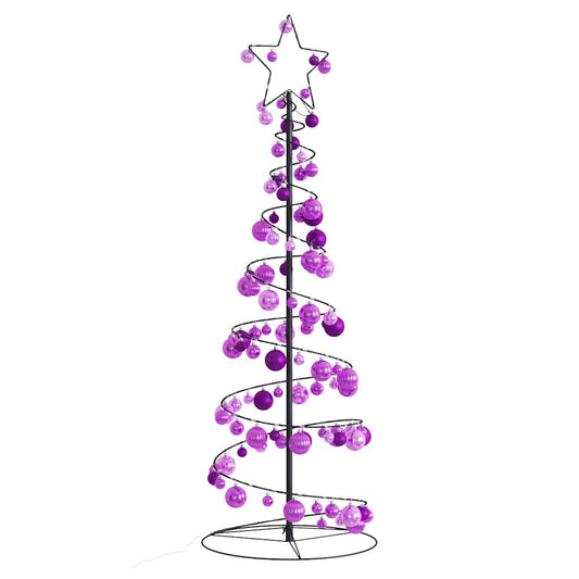 vidaXL Christmas Tree Light Cone with Baubles 100 LEDs Warm White 150 cm