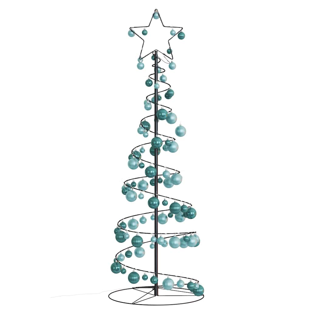 vidaXL Christmas Tree Light Cone with Baubles 100 LEDs Warm White 150 cm