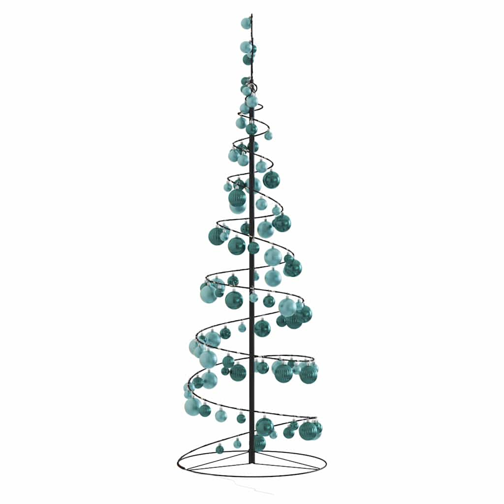 vidaXL Christmas Tree Light Cone with Baubles 100 LEDs Warm White 150 cm