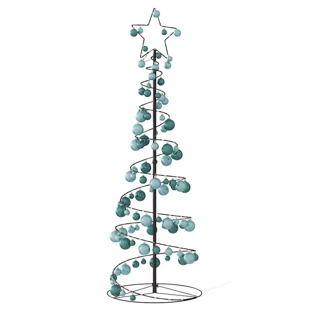 vidaXL Christmas Tree Light Cone with Baubles 100 LEDs Warm White 150 cm