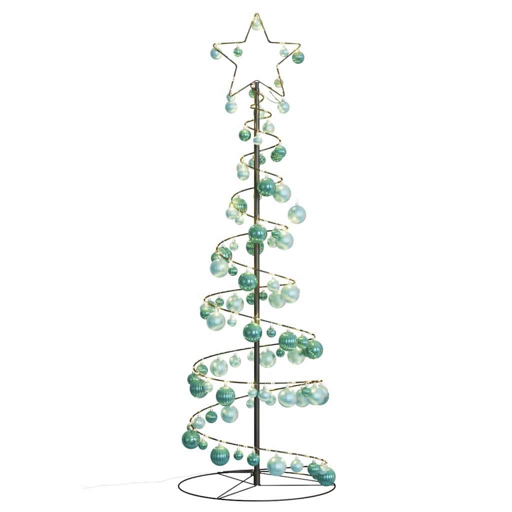 vidaXL Christmas Tree Light Cone with Baubles 100 LEDs Warm White 150 cm