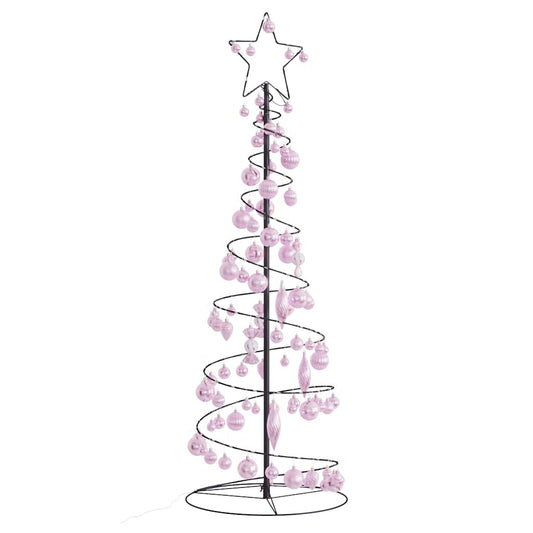 vidaXL Christmas Tree Light Cone with Baubles 100 LEDs Warm White 150 cm