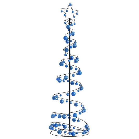 vidaXL Christmas Tree Light Cone with Baubles 120 LEDs Warm White 180 cm