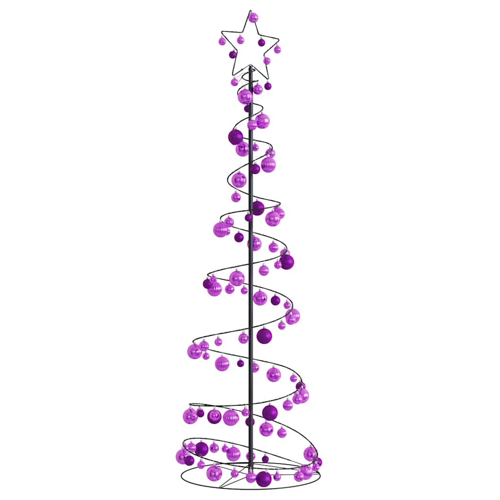 vidaXL Christmas Tree Light Cone with Baubles 120 LEDs Warm White 180 cm