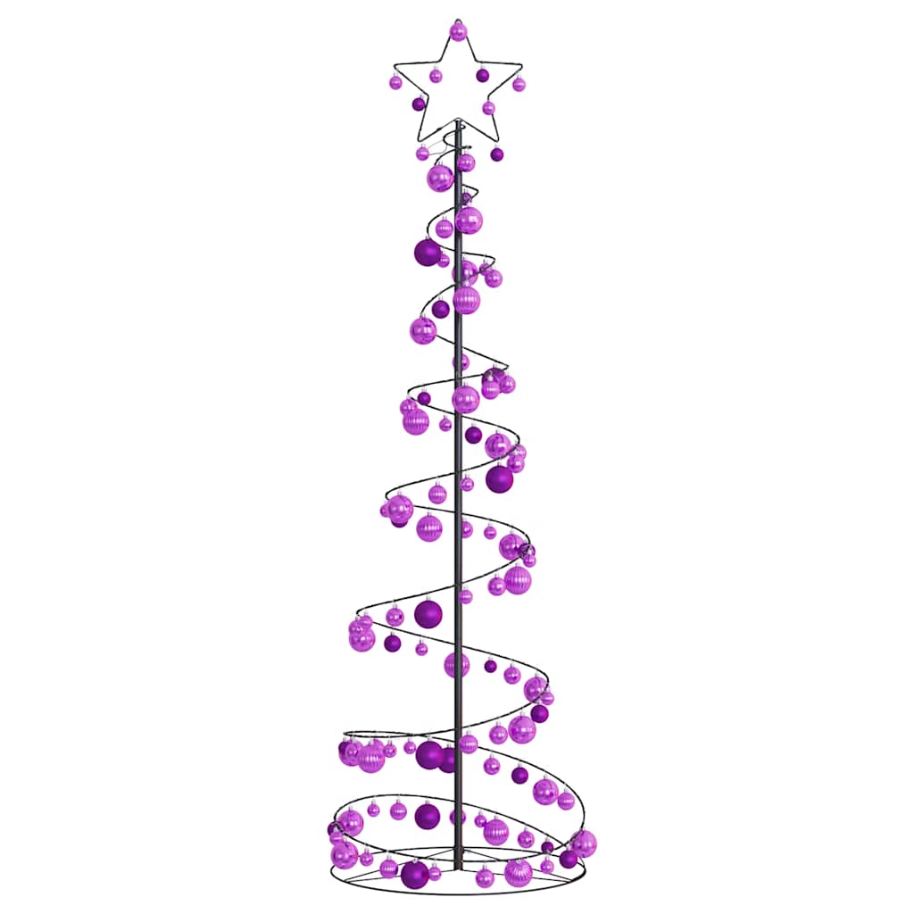 vidaXL Christmas Tree Light Cone with Baubles 120 LEDs Warm White 180 cm