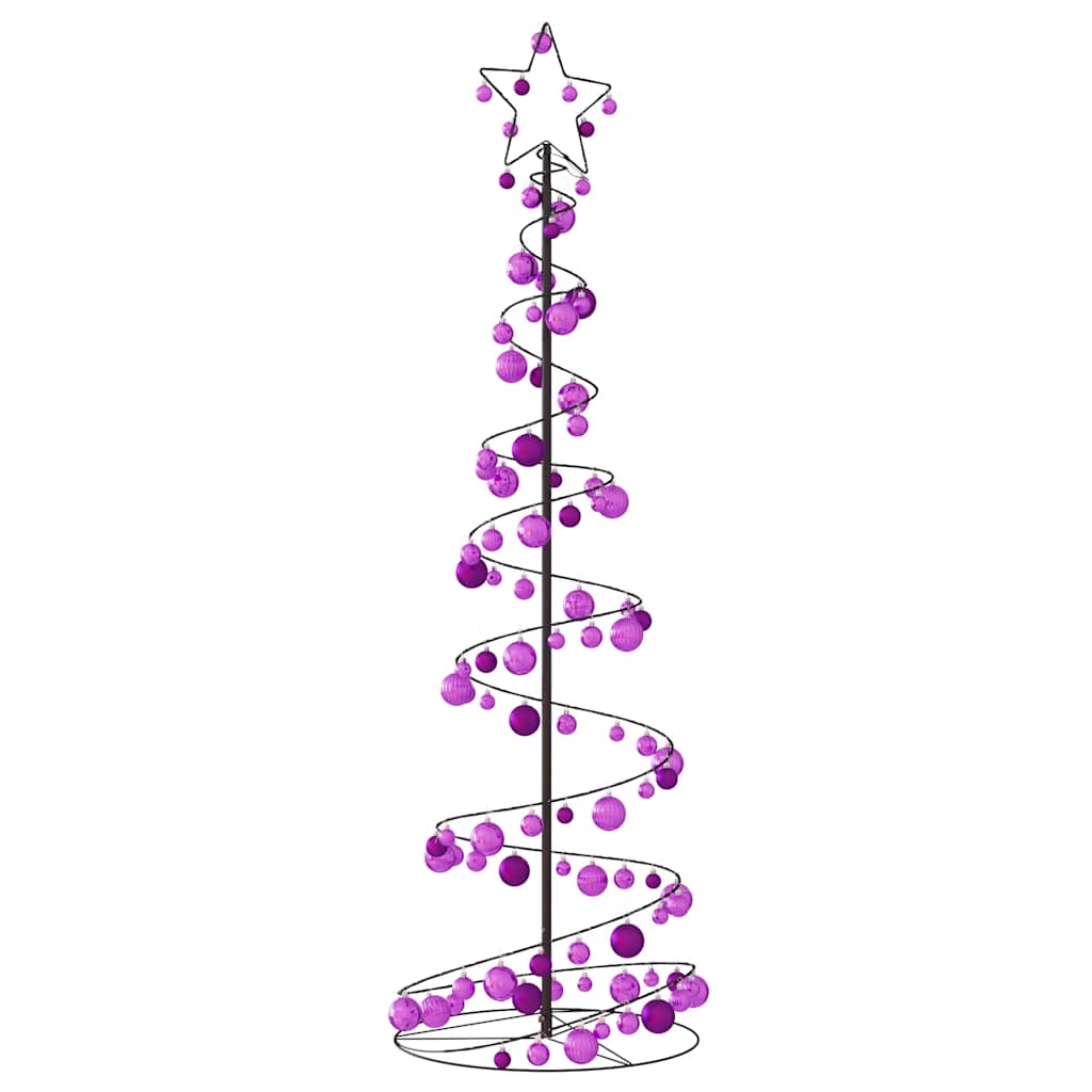 vidaXL Christmas Tree Light Cone with Baubles 120 LEDs Warm White 180 cm