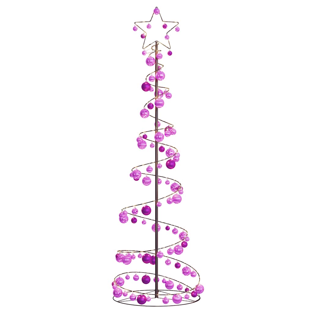 vidaXL Christmas Tree Light Cone with Baubles 120 LEDs Warm White 180 cm