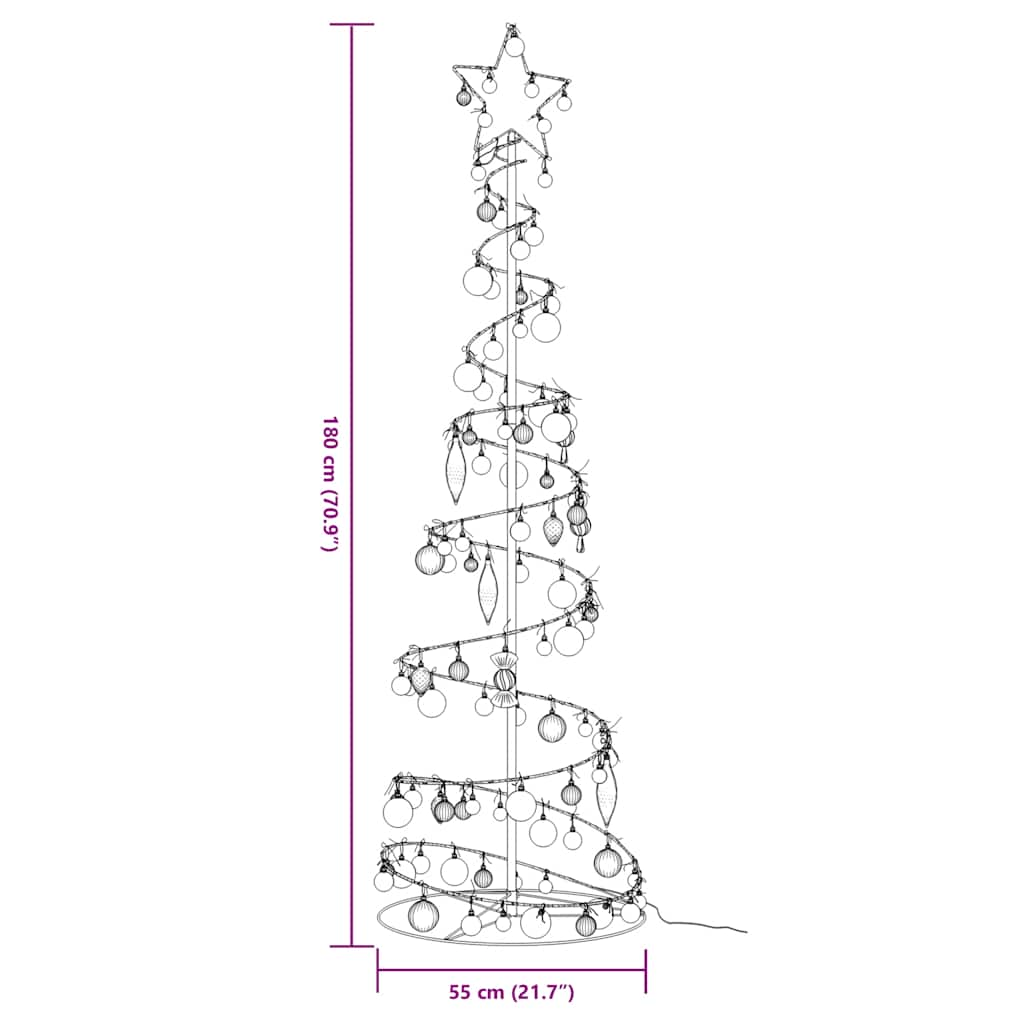 vidaXL LED Christmas Tree with Baubles 120 LEDs Warm White 180 cm