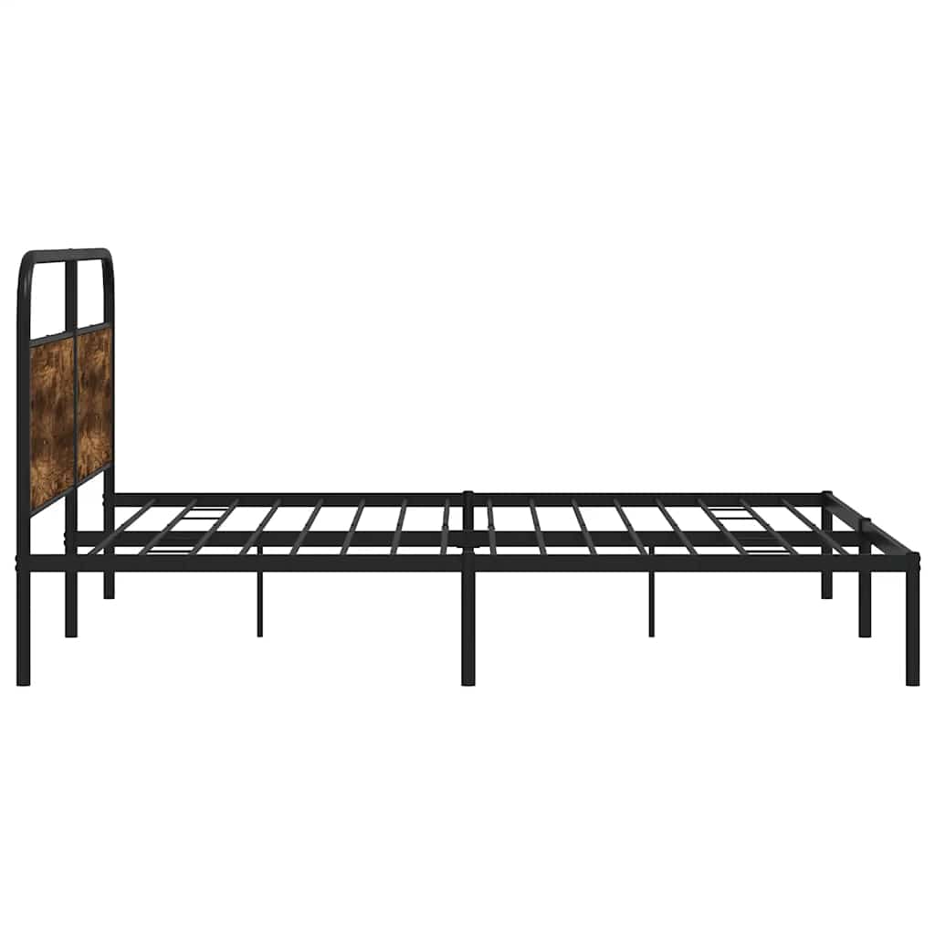 Metal Bed Frame without Mattress Smoked Oak 180x200 cm Super King