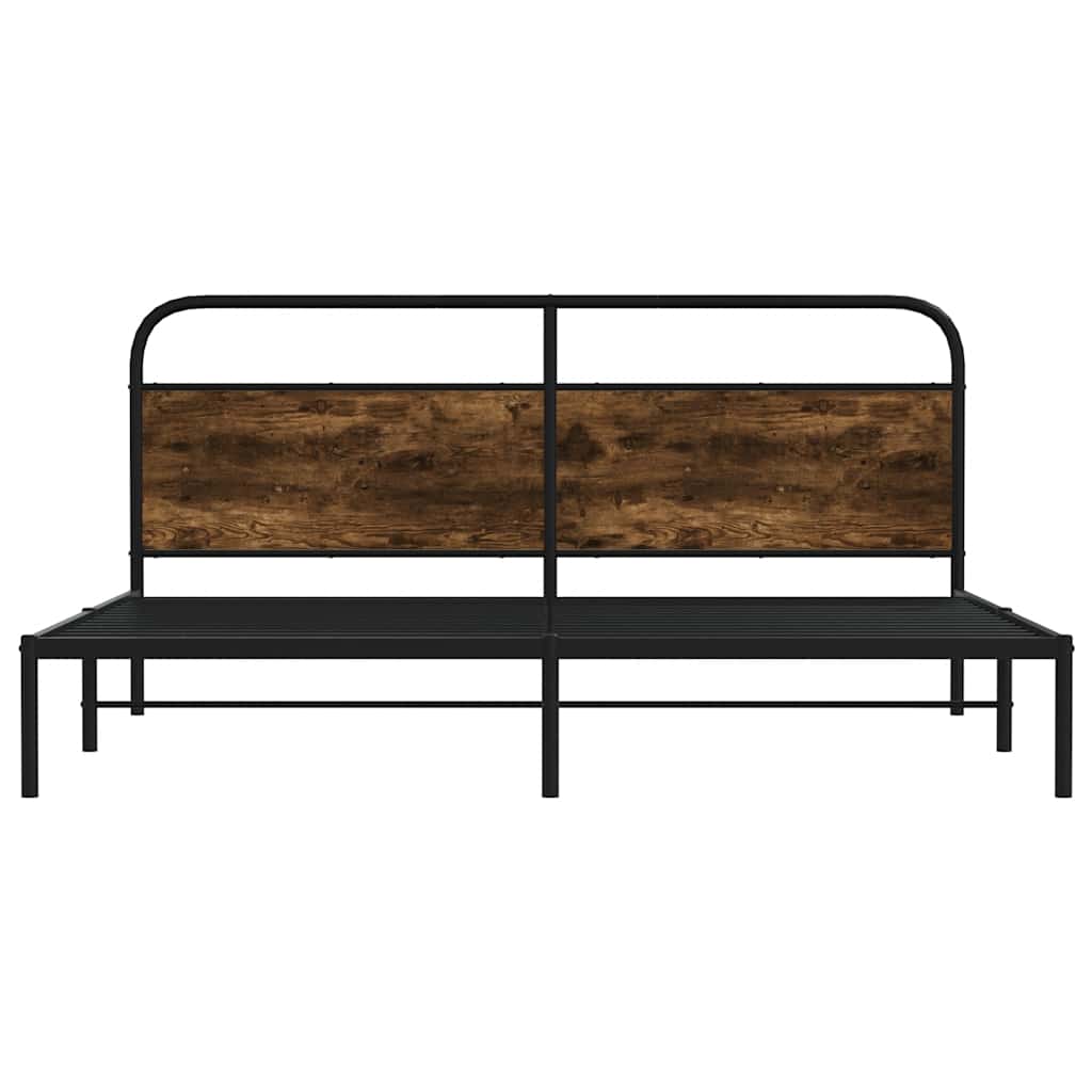 Metal Bed Frame without Mattress Smoked Oak 200x200 cm