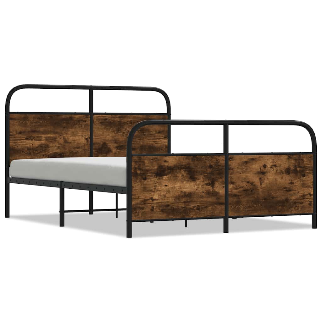 Metal Bed Frame without Mattress Smoked Oak 137x190 cm