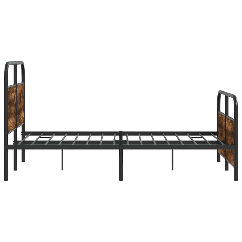 Metal Bed Frame without Mattress Smoked Oak 137x190 cm