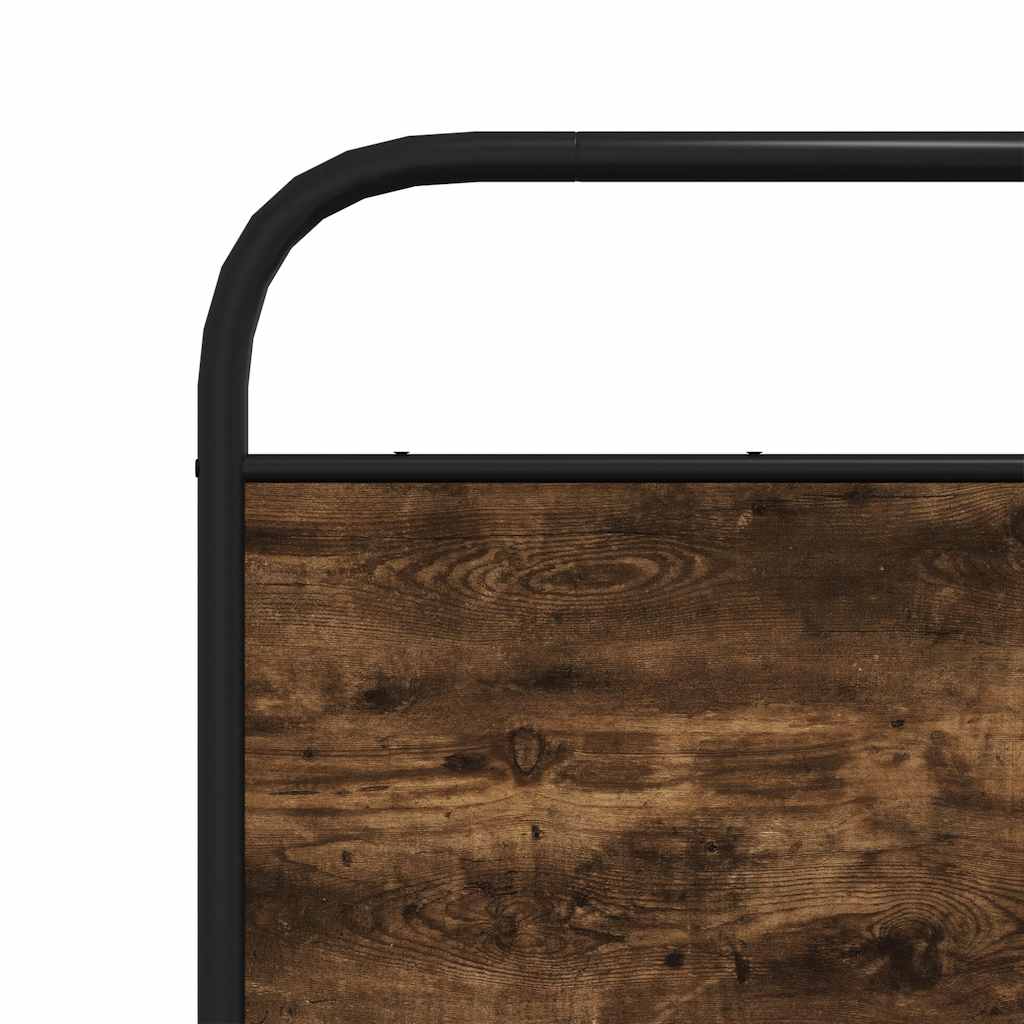 Metal Bed Frame without Mattress Smoked Oak 150x200 cm King Size