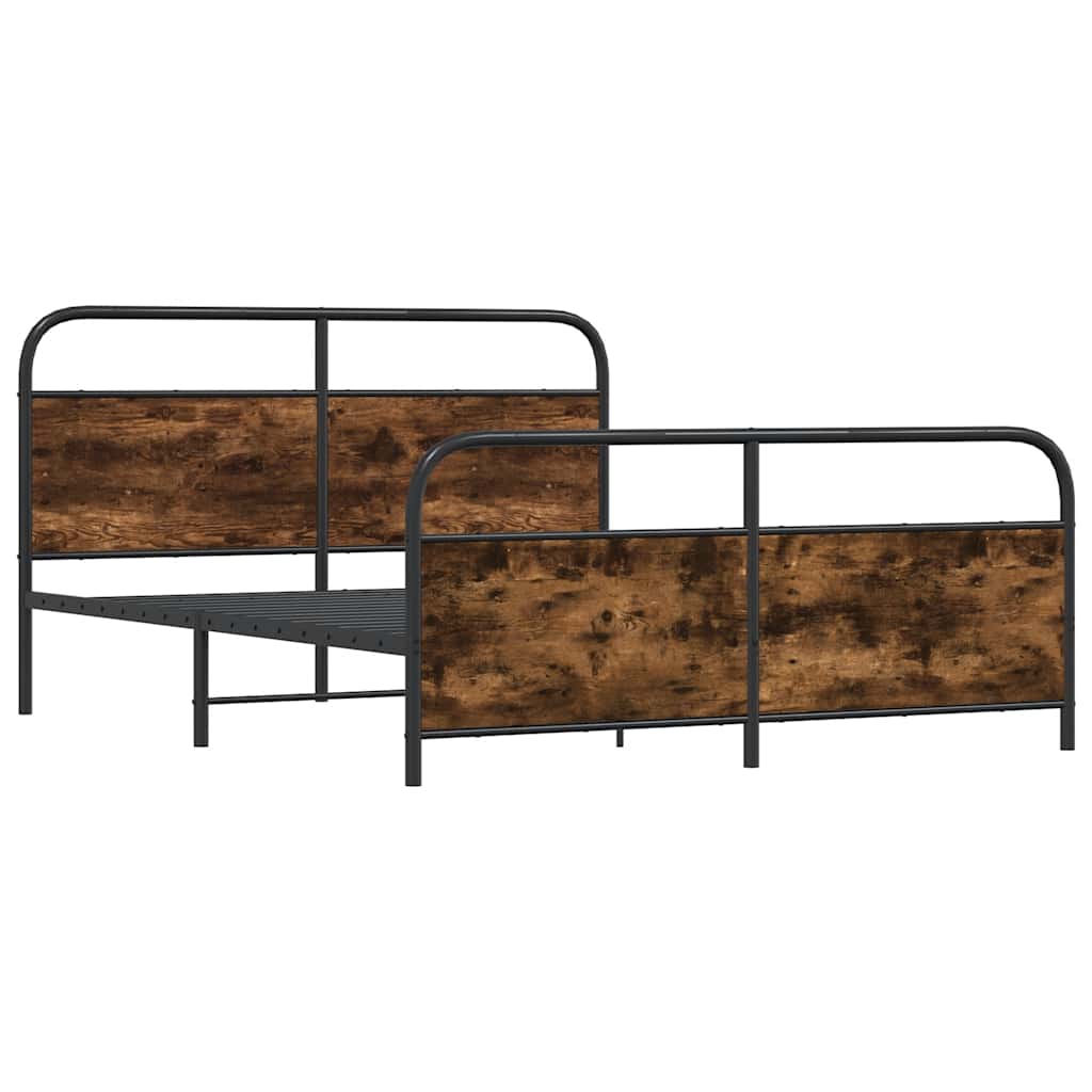 Metal Bed Frame without Mattress Smoked Oak 180x200 cm Super King
