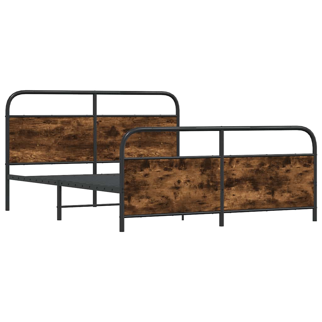 Metal Bed Frame without Mattress Smoked Oak 183x213 cm