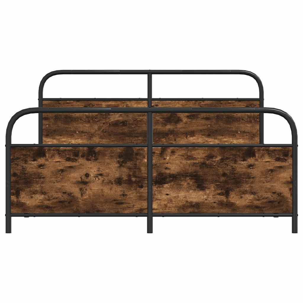 Metal Bed Frame without Mattress Smoked Oak 200x200 cm