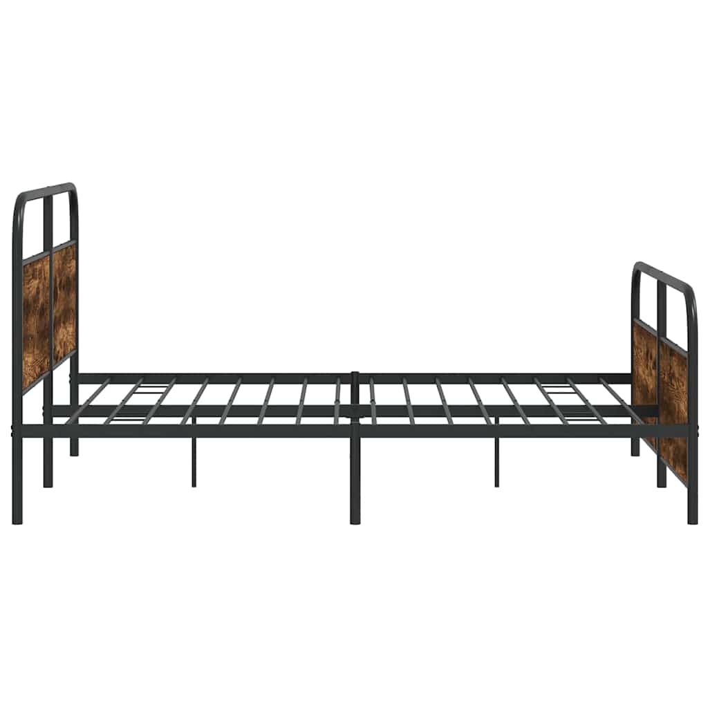 Metal Bed Frame without Mattress Smoked Oak 200x200 cm