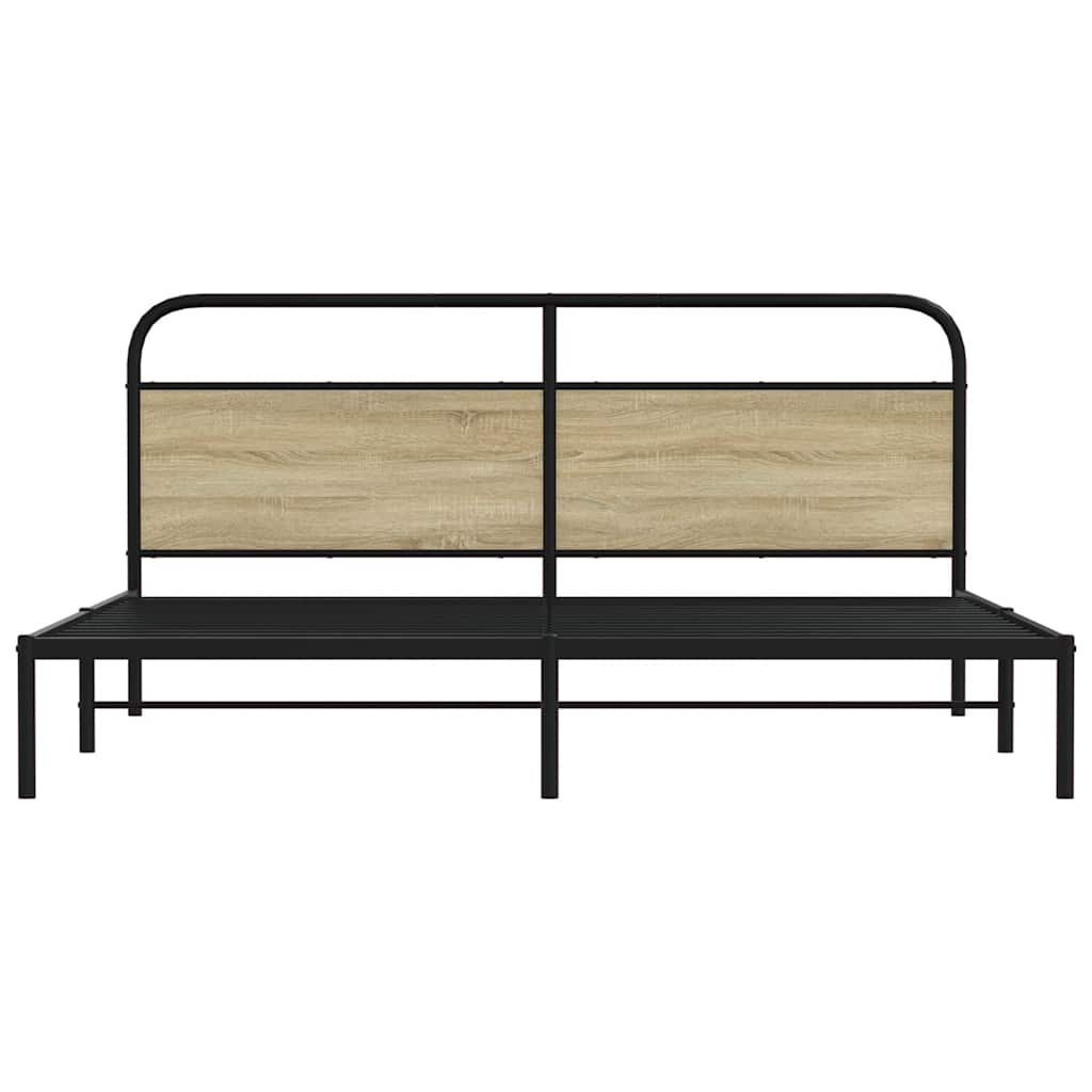 Metal Bed Frame without Mattress Sonoma Oak 180x200 cm Super King