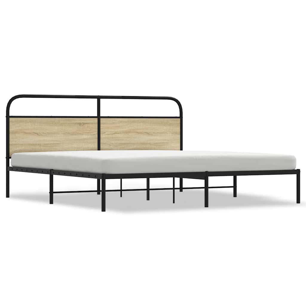Metal Bed Frame without Mattress Sonoma Oak 200x200 cm