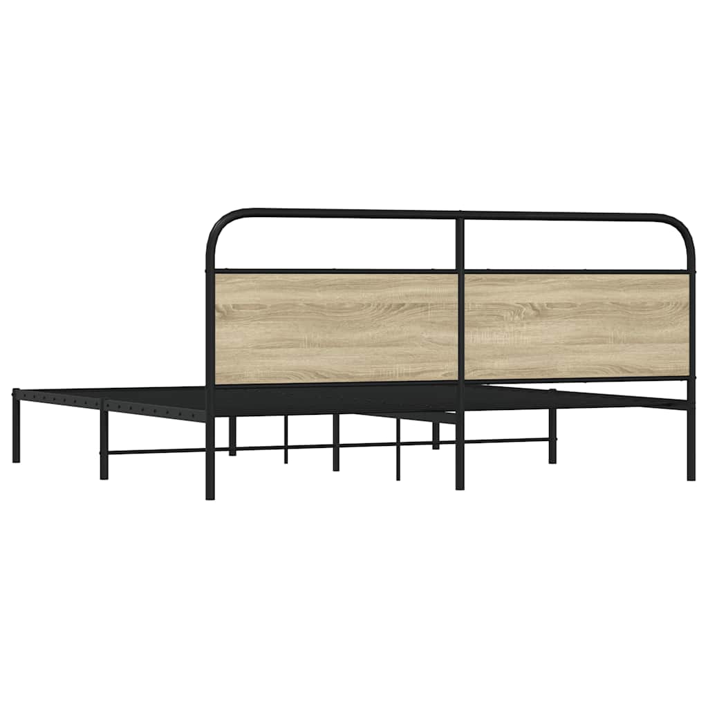 Metal Bed Frame without Mattress Sonoma Oak 200x200 cm