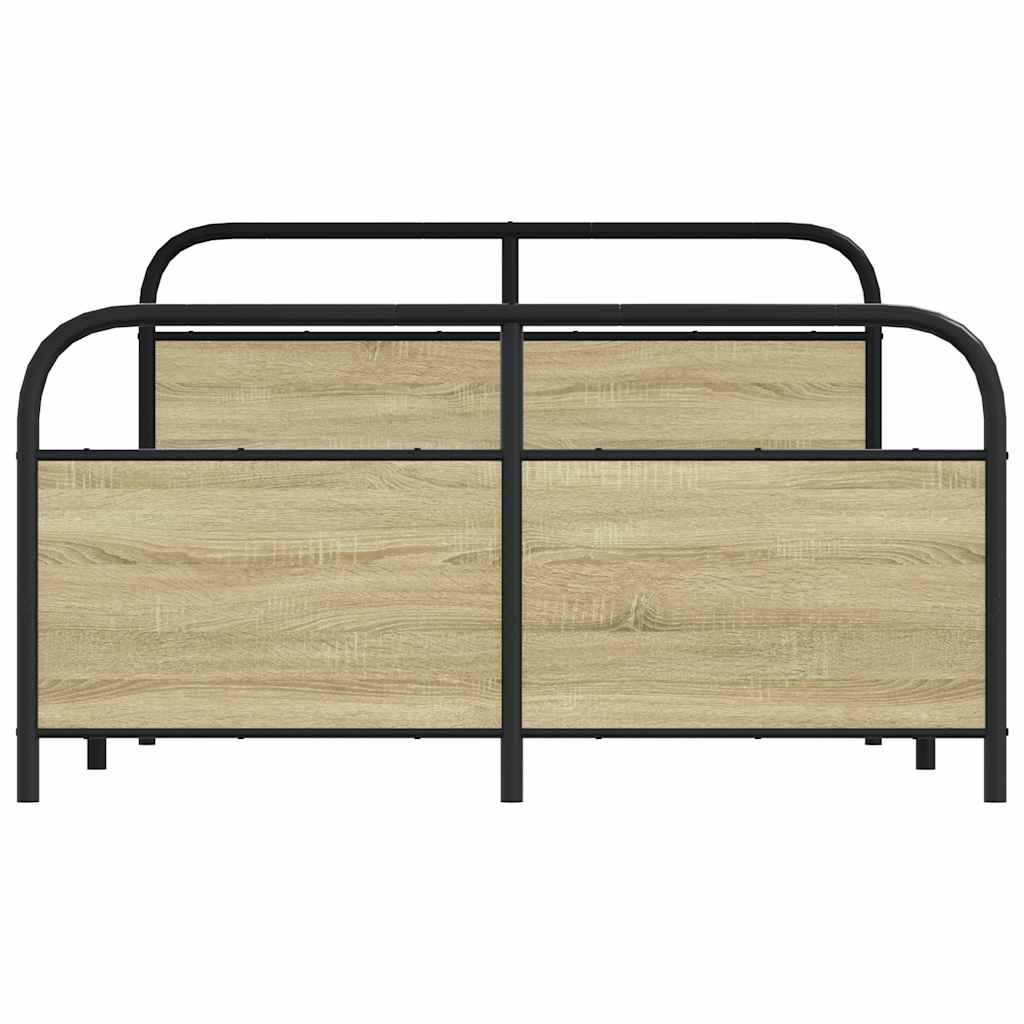 Metal Bed Frame without Mattress Sonoma Oak 137x190 cm