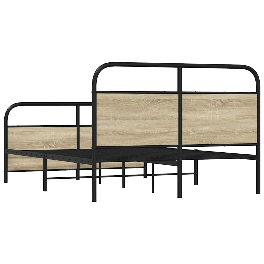 Metal Bed Frame without Mattress Sonoma Oak 137x190 cm