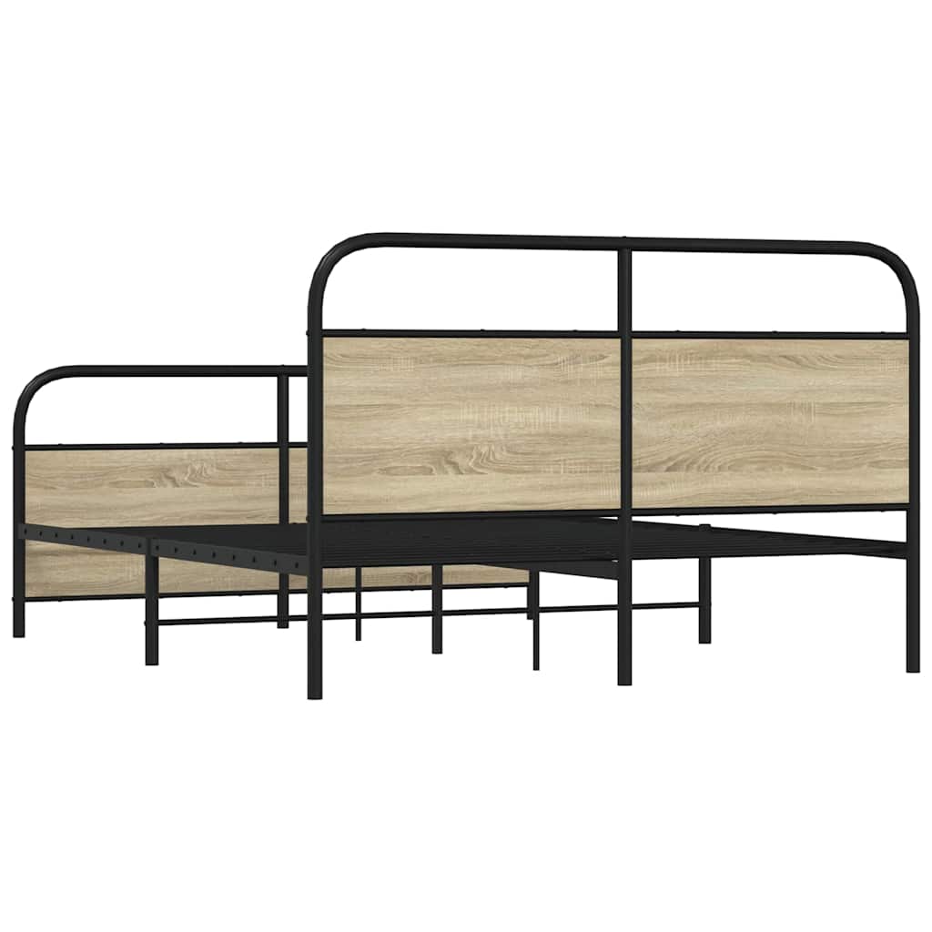Metal Bed Frame without Mattress Sonoma Oak 150x200 cm King Size