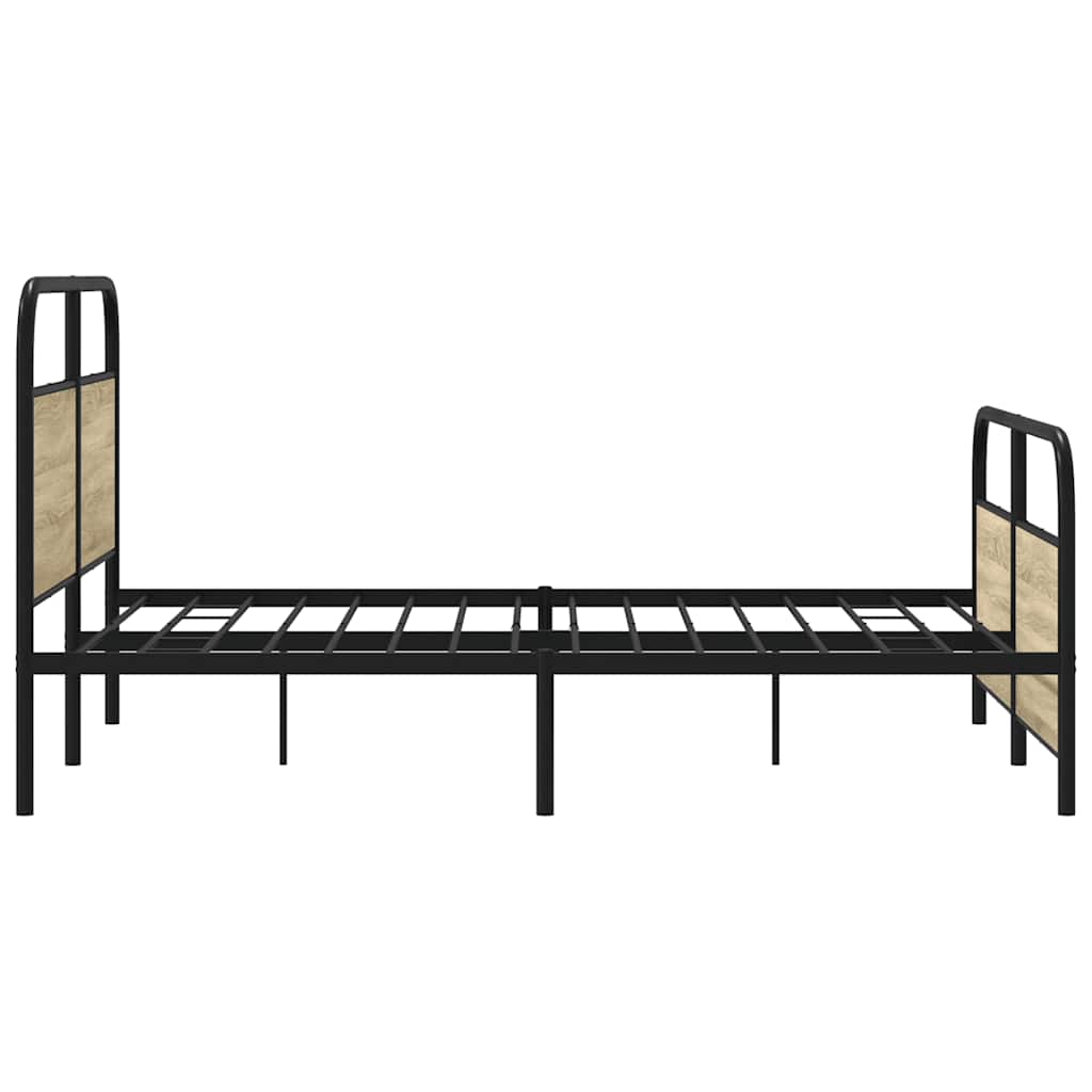Metal Bed Frame without Mattress Sonoma Oak 160x200 cm