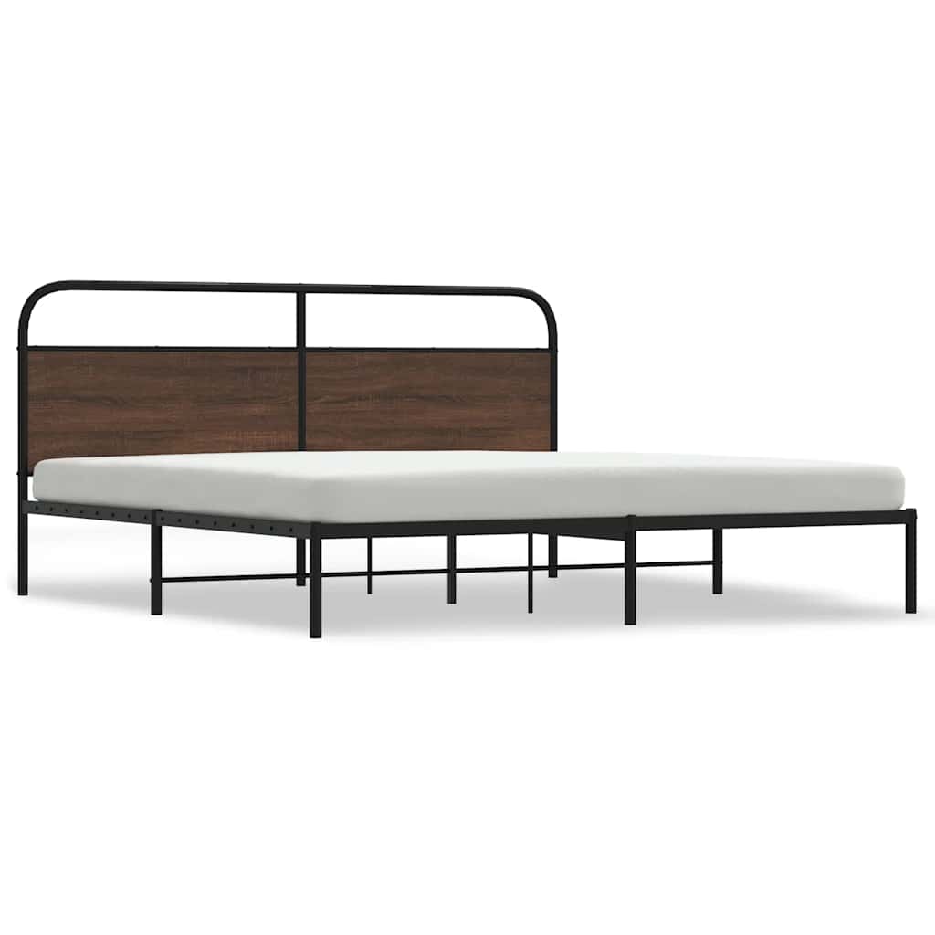 Metal Bed Frame without Mattress Brown Oak 200x200 cm