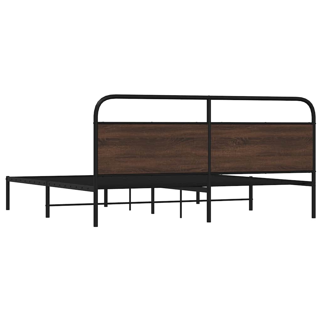 Metal Bed Frame without Mattress Brown Oak 200x200 cm