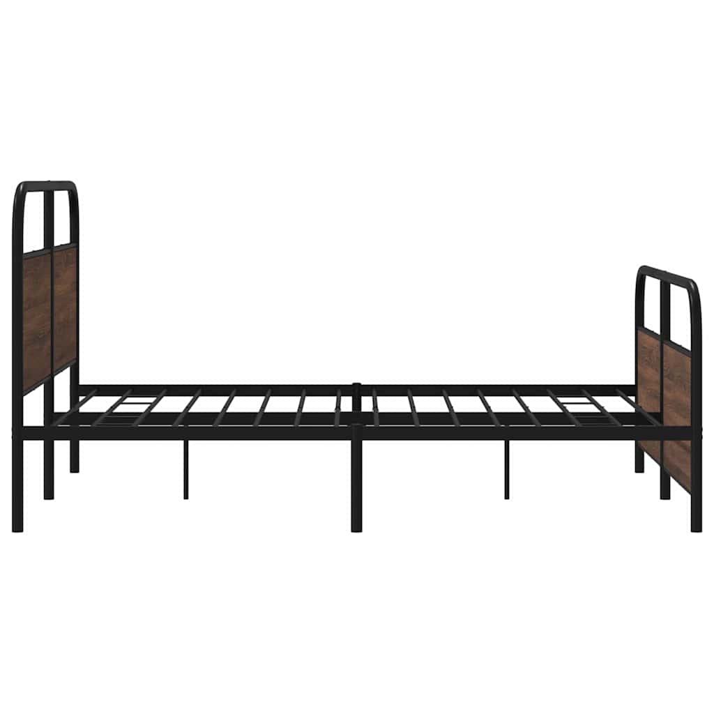 Metal Bed Frame without Mattress Brown Oak 150x200 cm King Size