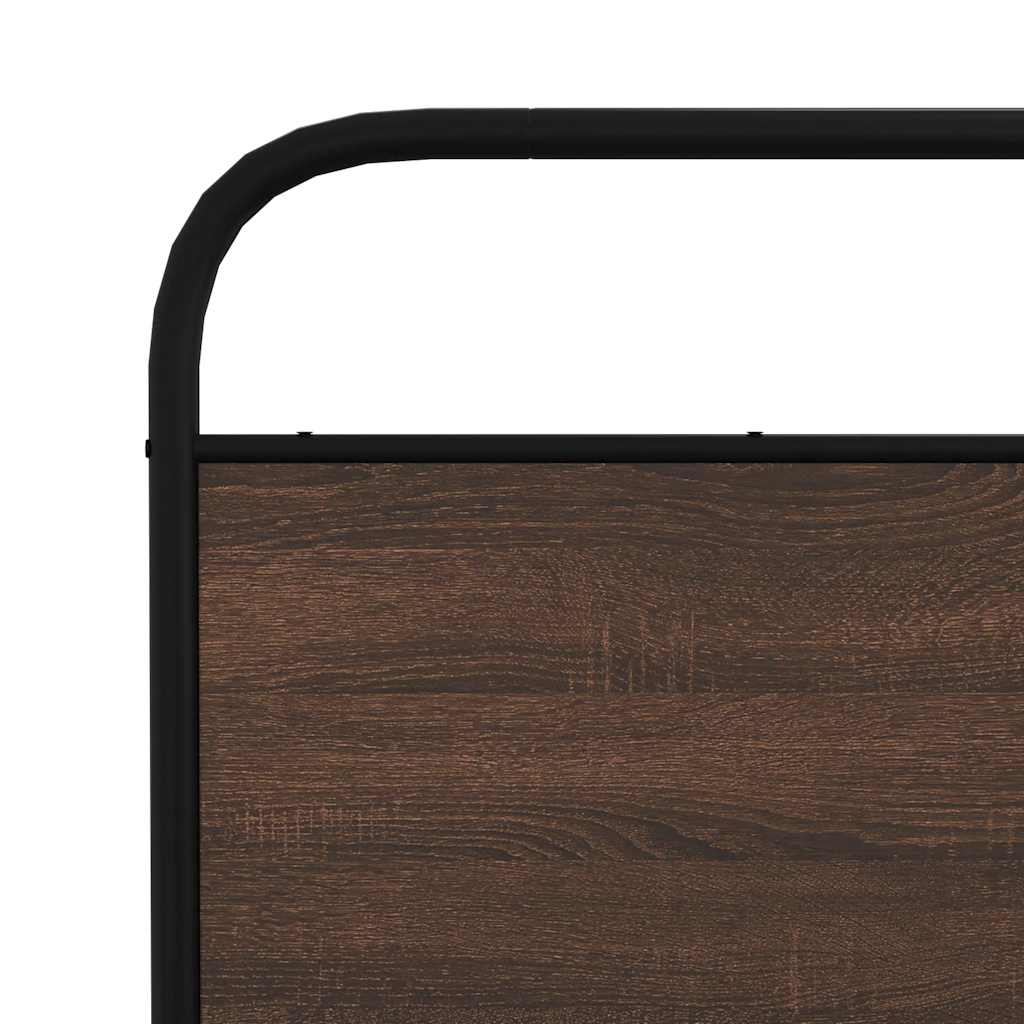 Metal Bed Frame without Mattress Brown Oak 150x200 cm King Size