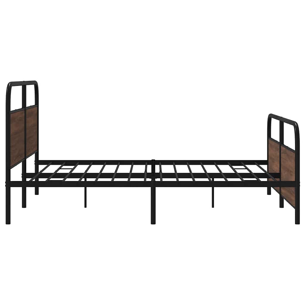 Metal Bed Frame without Mattress Brown Oak 183x213 cm