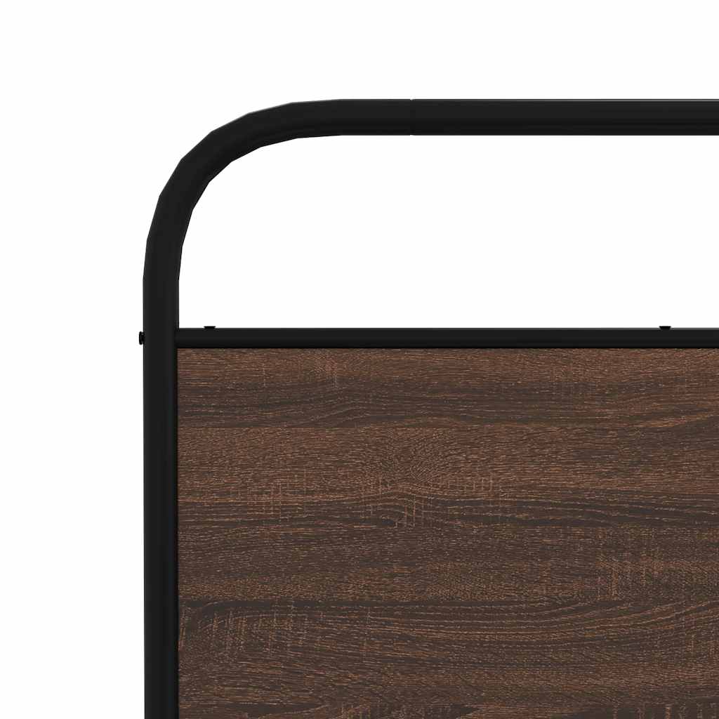 Metal Bed Frame without Mattress Brown Oak 193x203 cm