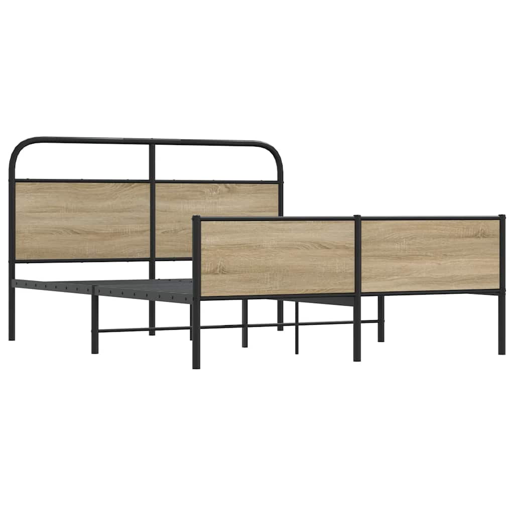Metal Bed Frame without Mattress Smoked Oak 180x200 cm Super King
