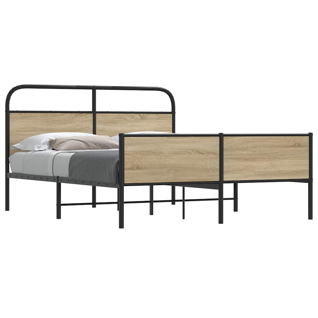 Metal Bed Frame without Mattress Smoked Oak 180x200 cm Super King
