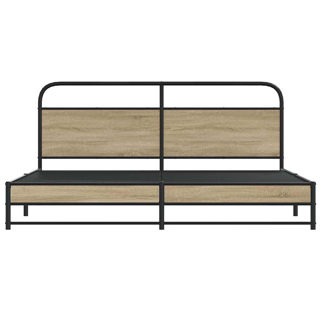 Metal Bed Frame without Mattress Smoked Oak 200x200 cm