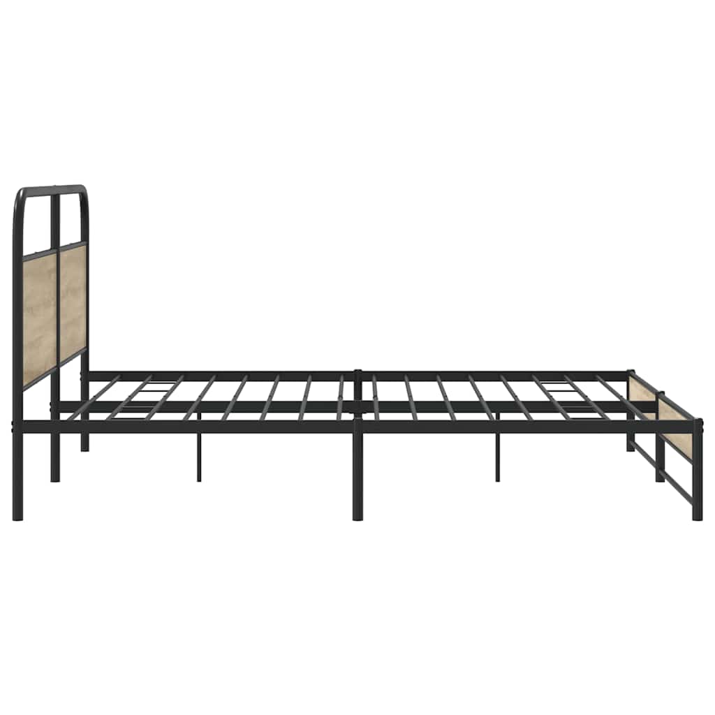 Metal Bed Frame without Mattress Smoked Oak 180x200 cm Super King