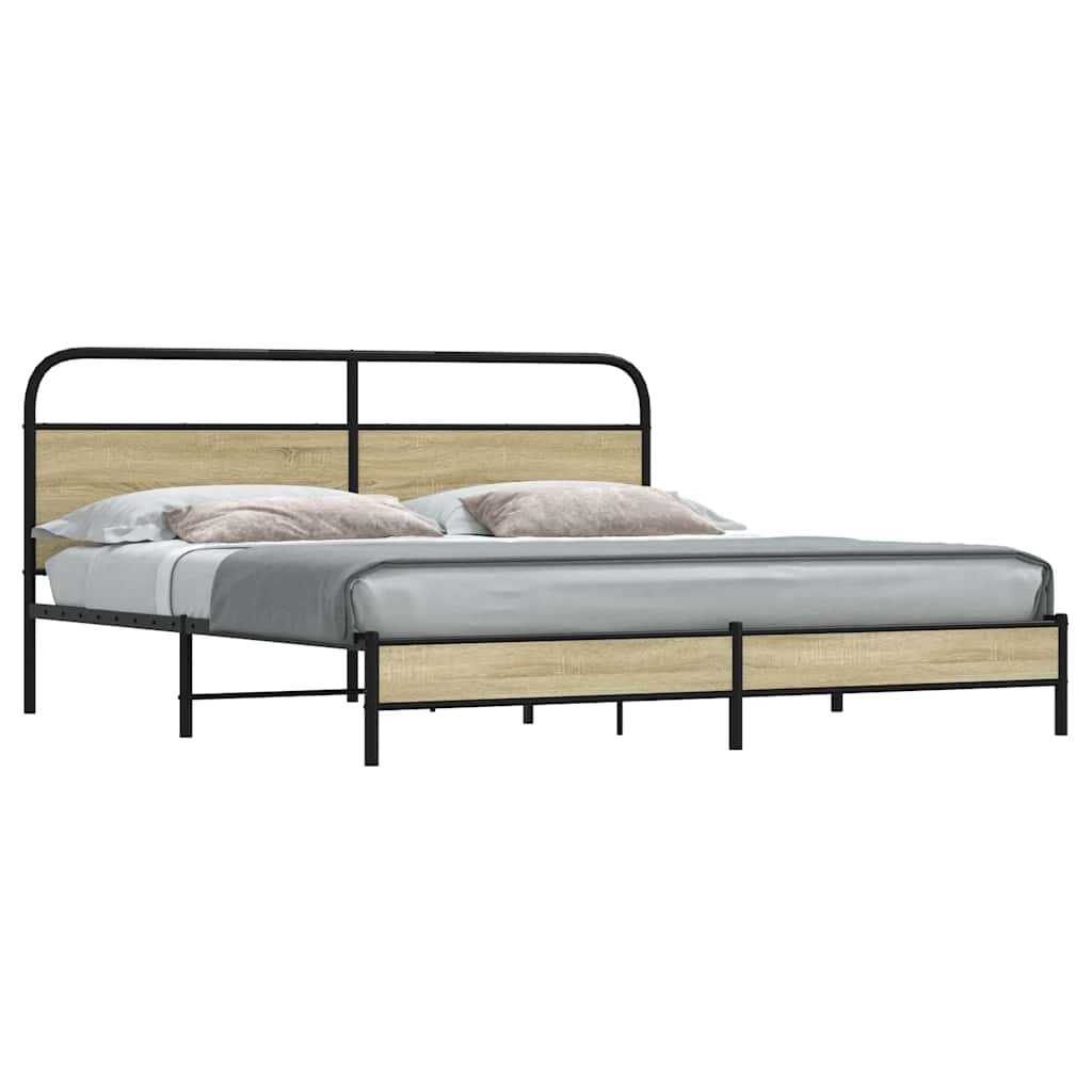 Metal Bed Frame without Mattress Sonoma Oak 200x200 cm