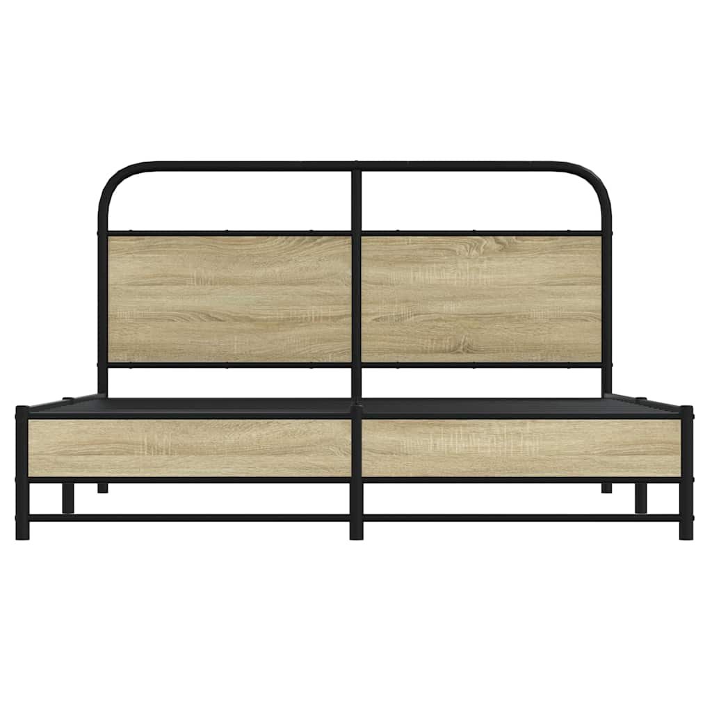 Metal Bed Frame without Mattress Sonoma Oak 160x200 cm