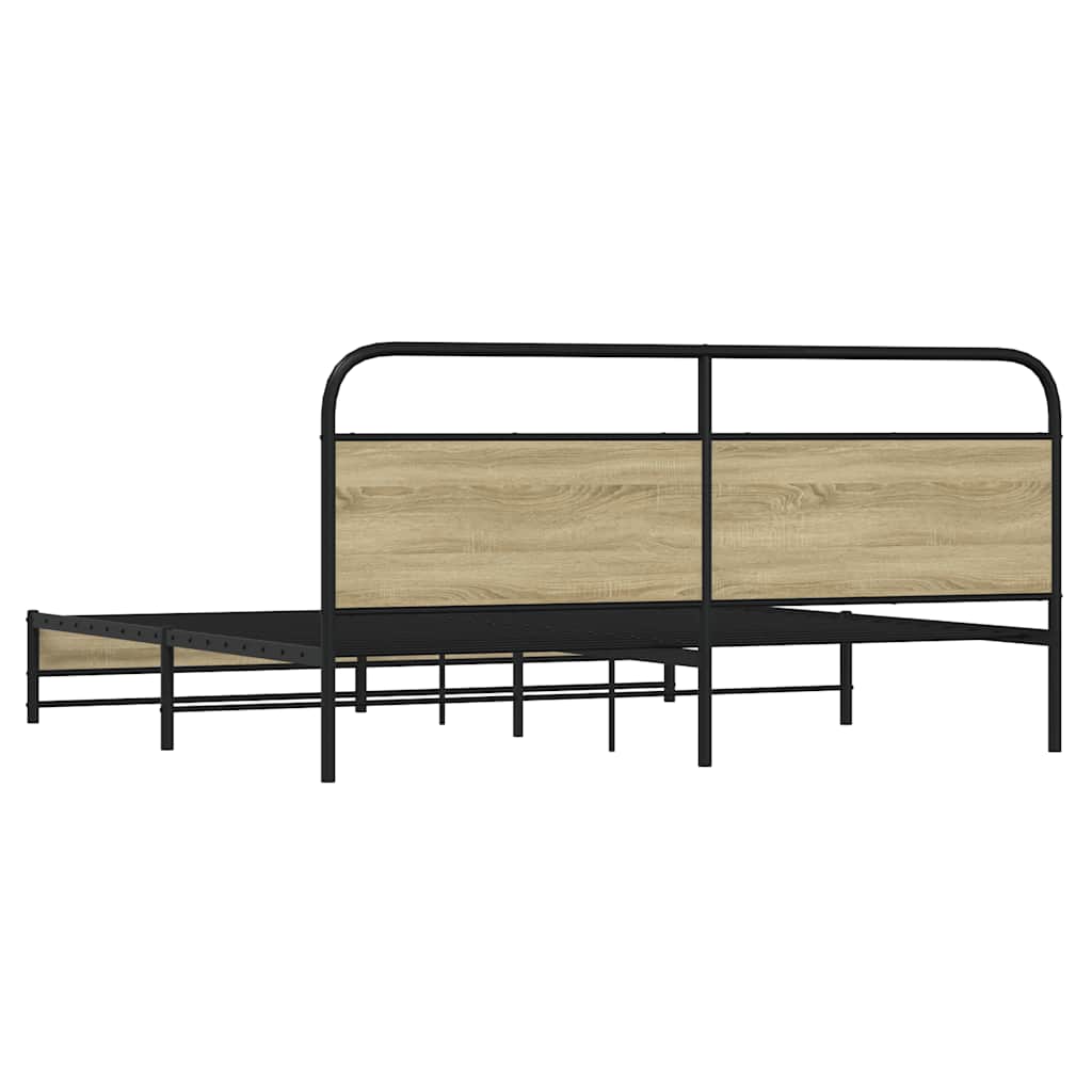 Metal Bed Frame without Mattress Sonoma Oak 180x200 cm Super King