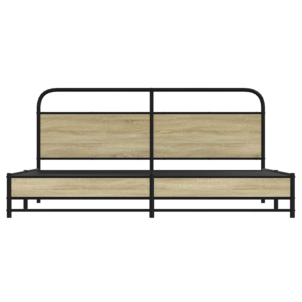 Metal Bed Frame without Mattress Sonoma Oak 183x213 cm