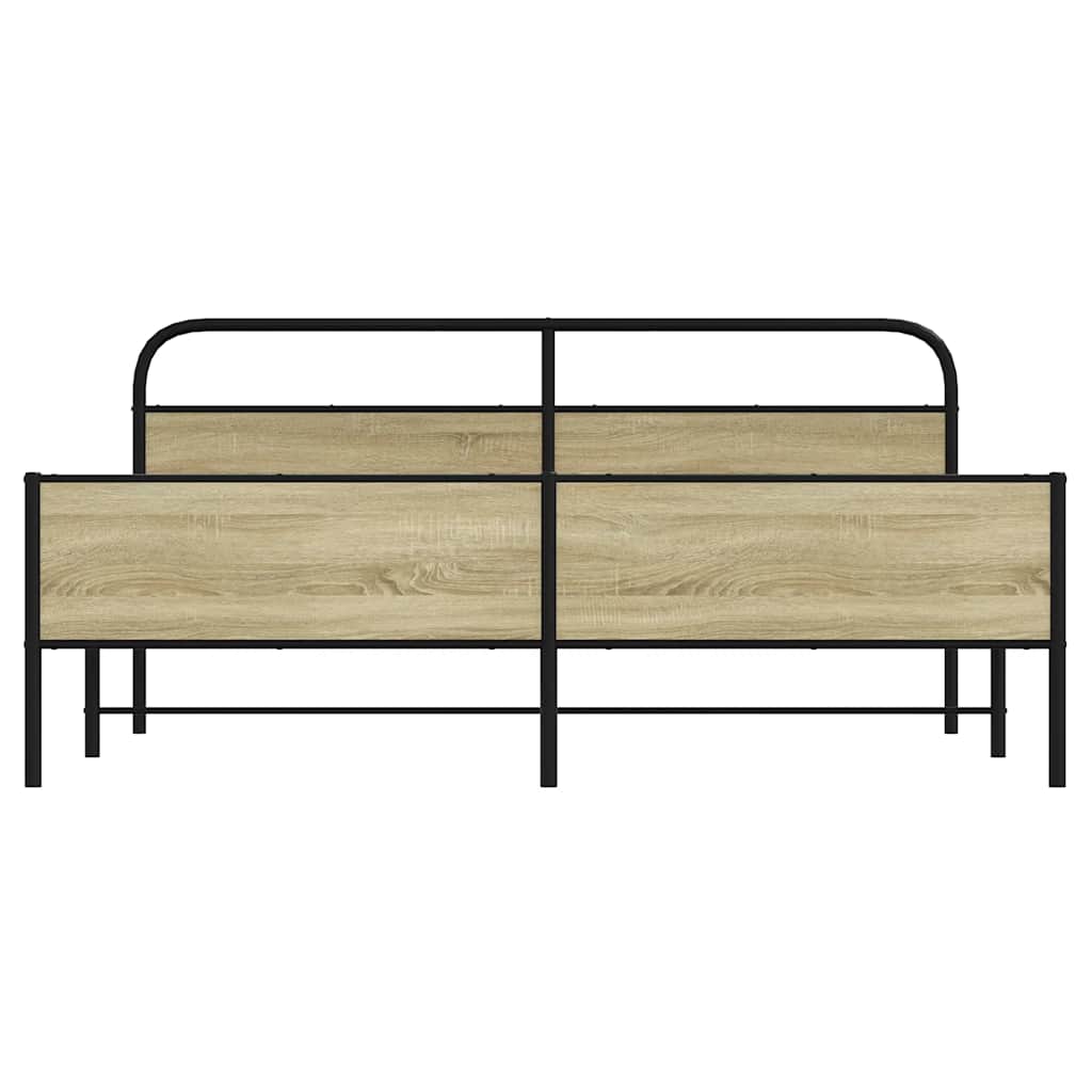 Metal Bed Frame without Mattress Sonoma Oak 180x200 cm Super King