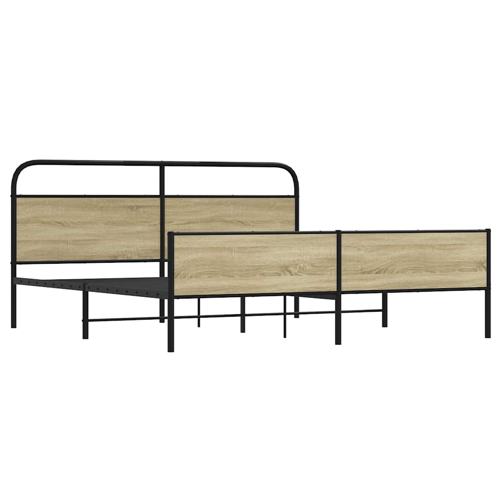 Metal Bed Frame without Mattress Sonoma Oak 200x200 cm