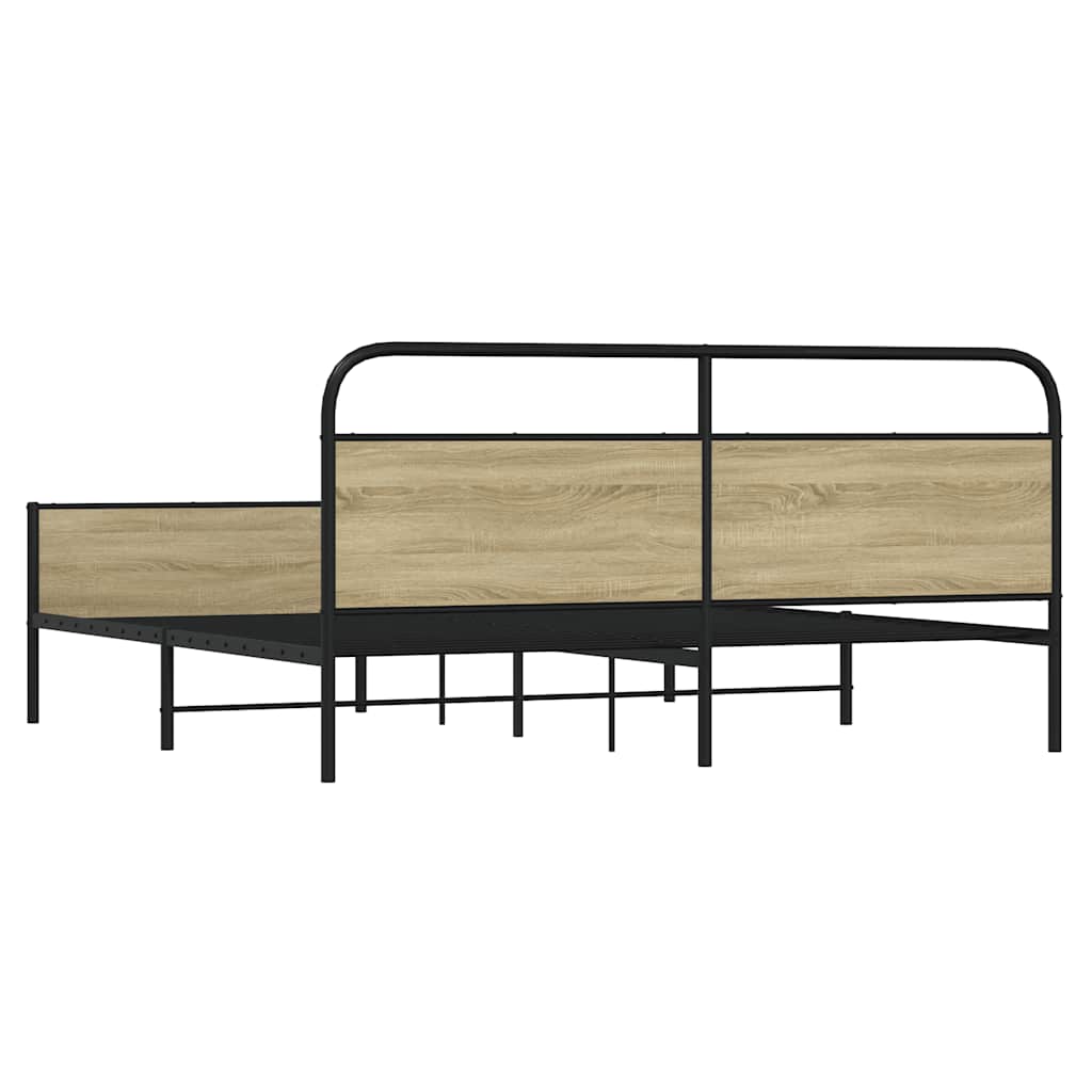 Metal Bed Frame without Mattress Sonoma Oak 200x200 cm