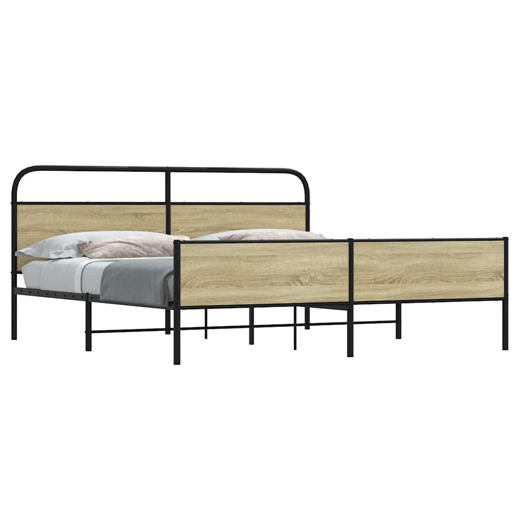 Metal Bed Frame without Mattress Sonoma Oak 200x200 cm